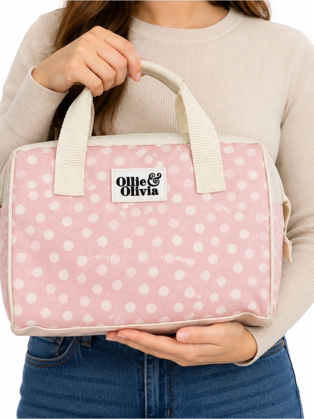 Ollie & Olivia Pink Polka Dot Insulated Lunch Bag Cooler Tote